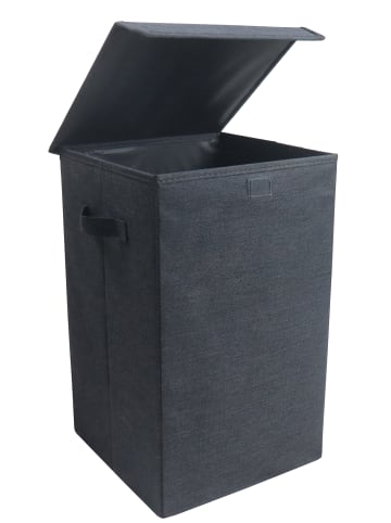 VCM  Wäschekorb Wäschebox Stoffbox mit Deckel Dreso M in Anthrazit