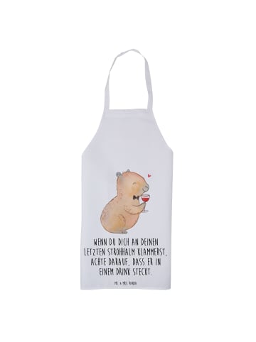 Mr. & Mrs. Panda Grillschürze Capybara Wein mit Spruch in Weiß