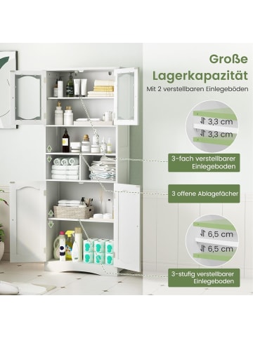 COSTWAY Badezimmerschrank 60 x 30 x 148,5 cm in Weiß