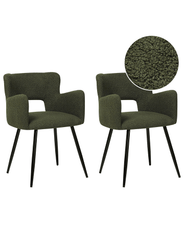 Beliani 2er-Set Esszimmerstuhl SANILAC in Grün/Schwarz