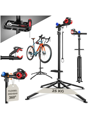 tectake Fahrrad-Set Reparaturständer  mit Stabilisationsstange für Lenker