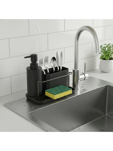relaxdays Spülbecken-Organizer Set in Schwarz