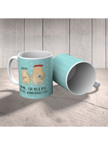 Mr. & Mrs. Panda Kinderpott Bären mit Blumenkranz mit Spruch in Türkis Pastell