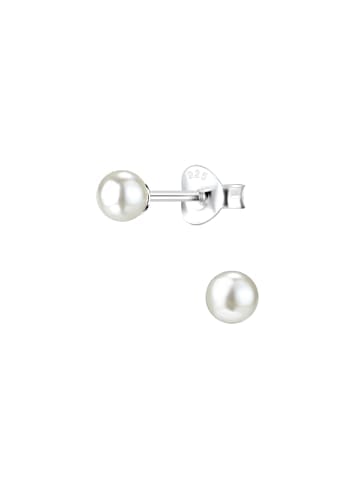 Alexander York Ohrringe, Ohrstecker PERLE 4 mm weiß in 925 Sterling Silber