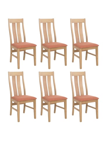 MCW 6er-Set Esszimmerstuhl M58, Helles Gestell, terrakotta