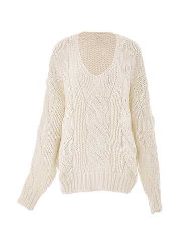 ebeeza Damen Strickpullover in Wollweiss