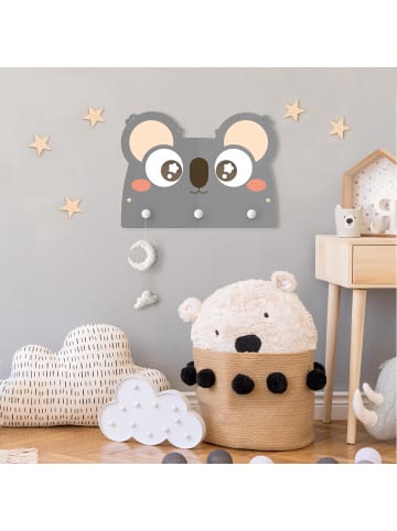 WALLART Kindergarderobe Holz - Frau Koala in Grau