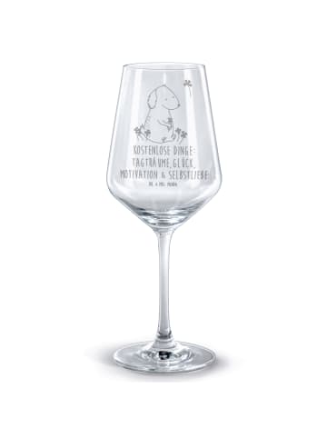 Mr. & Mrs. Panda glas für rotwein Hund Kleeblatt mit Spruch in Transparent