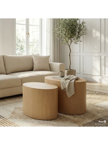 home24 Beistelltisch Elipse oval 2er-Set in Esche Hell