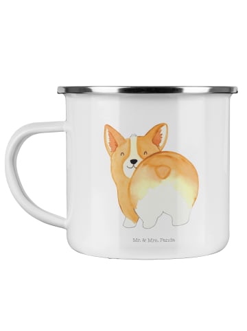 Mr. & Mrs. Panda Emaille Tasse Corgi Po ohne Spruch in Weiß