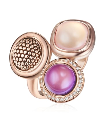 Lulu & Jane Ring Metall-Legierung Glas in roségold