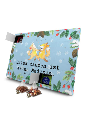 Mr. & Mrs. Panda Adventskalender Füchse Salsa tanzen mit Spruch in Eisblau