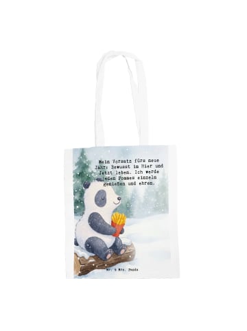 Mr. & Mrs. Panda Büchertasche Panda Winter Pommes Design mit Spruch in Weiß