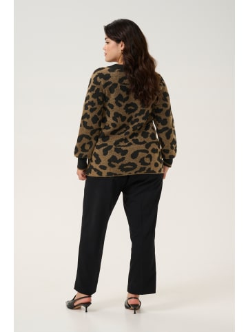 KAFFE curve Strickpullover KCvilma in Brown/Black Animal Pattern
