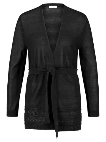 Gerry Weber Offener Cardigan mit Häkel-Details und Bindegürtel in Schwarz