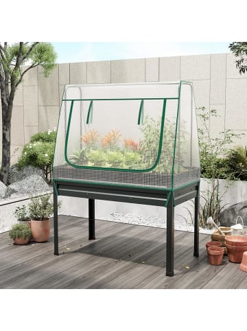 COSTWAY 3 in 1 Hochbeet mit Abdeckung und Spalier in Grün