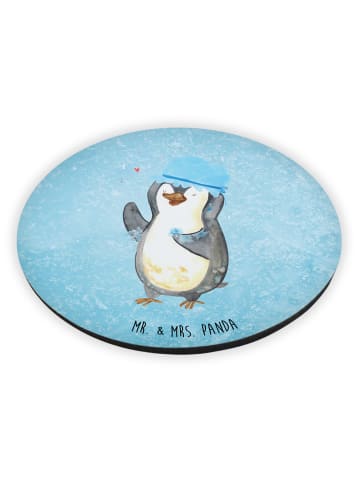 Mr. & Mrs. Panda Rund Magnet Pinguin Duschen ohne Spruch in Eisblau