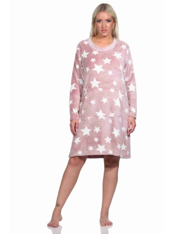 NORMANN langarm Nachthemd Bündchen Sterne Coralfleece - 76772 in rosa