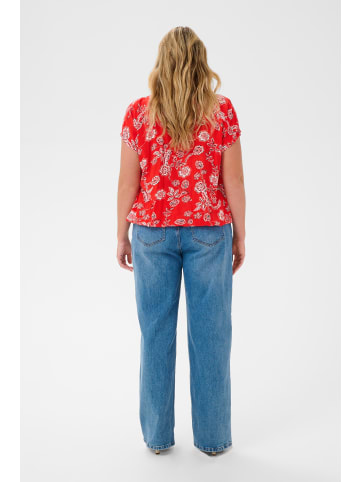 KAFFE curve Bluse kurzarm KCvilana Loose fit in Poppy Red Chalk Flower