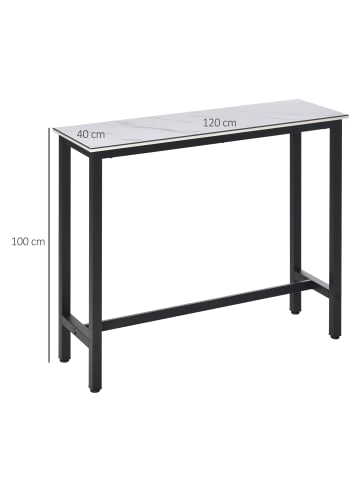 HOMCOM Bartisch-120L x 40B x 100H cm-Weiß+Schwarz