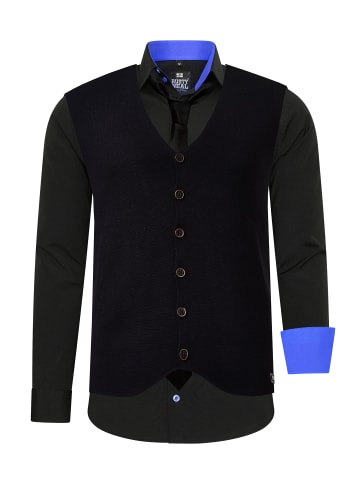 Rusty Neal Hemd mit Weste und Krawatte 3er Set in Schwarz / Sax