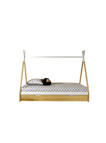 58 aufm Kessel ZELTBETT Karyn 5 206x158x98 aus Kiefer Massivholz in Weiß/natur