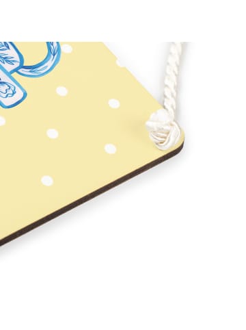 Mr. & Mrs. Panda Deko Schild Anker Blau mit Spruch in Gelb Pastell