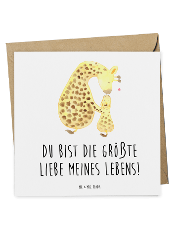 Mr. & Mrs. Panda Grußkarte Giraffe Kind mit Spruch in Weiß