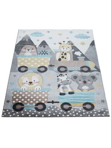 KADIMA DESIGN Kinderteppich Tierzug‑Muster Kinderzimmer schmutzabweisend in Creme