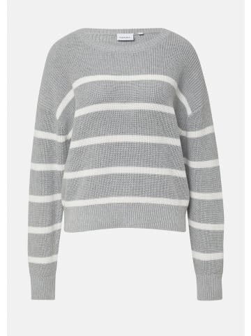 comma CI Strickpullover langarm in Grau-weiß