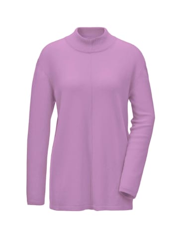 GOLDNER Kurzgröße:  Kaschmirpullover mit Kragen & Ziernaht in flieder