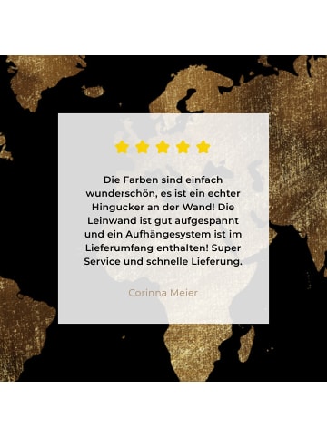 MuchoWow Poster mit Leiste Weltkarte gold schwarz  (BxH)