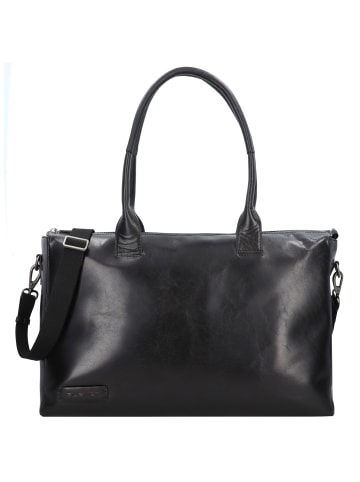 Plevier Rock Copal Schultertasche Leder 44 cm Laptopfach in schwarz