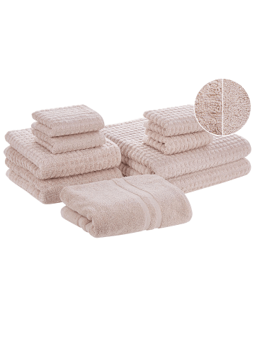 Beliani 9er-Set Handtuch ATAI in Rosa