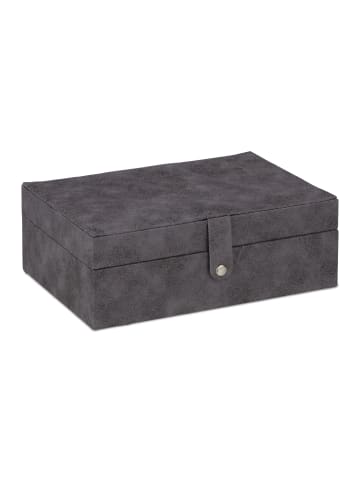 relaxdays Schmuckkästchen in Grau - (B)29 x (H)10 x (T)20 cm