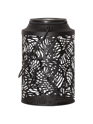 STAR Trading LED Solar-Laterne ,Leafy, Metall, Dämmerungssensor, schwarz, 17cm