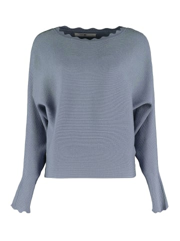 Hailys Pullover Langarm Locker Geripptes Design in Blau