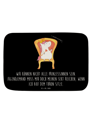 Mr. & Mrs. Panda Badezimmerteppich Einhorn Prinzessin mit Spruch in Schwarz