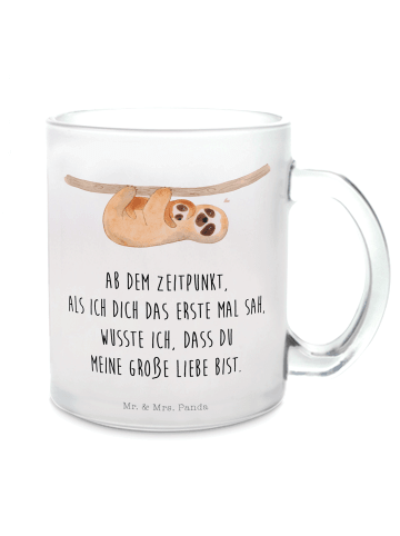 Mr. & Mrs. Panda Tasse Faultier Kind mit Spruch in Transparent
