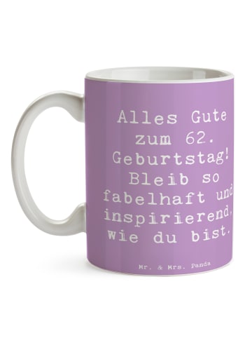 Mr. & Mrs. Panda Kaffeetasse Spruch 62. Geburtstag Freude mit Sp... in Lavendeltraum