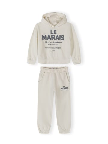 Minoti 2-tlg Langarmshirt & Hose 30FLEECE159 in weiß