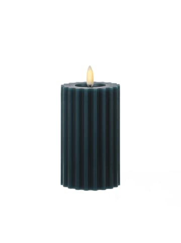 MARELIDA LED Kerze LIV mit Rillen Echtwachs H: 14,5cm in blau