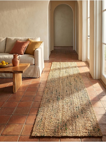 KADIMA DESIGN Naturfaser-Teppich Handgewebt ERME Jute Naturbelassen Modern in Natur-Grün