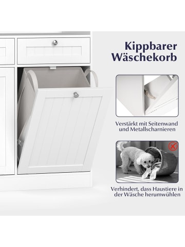 COSTWAY Kippbarer Wäscheschrank 79 x 40 x 80 cm in Weiß