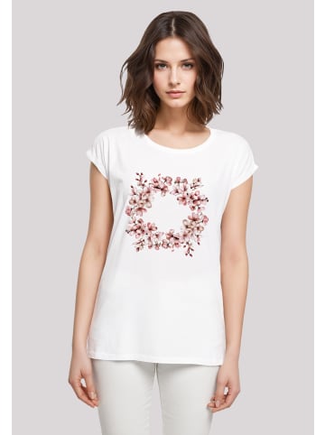 F4NT4STIC T-Shirt Rosa Frühlings Blumenkranz Dekor in weiß