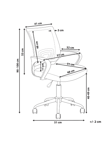 Beliani Bürostuhl SOLID in Schwarz/Weiß/Silber - (W) 57 x (H) 85 x (L) 60 cm