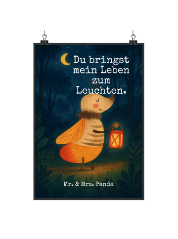 Mr. & Mrs. Panda Kunstdruck Glühwürmchen Design mit Spruch in Weiß
