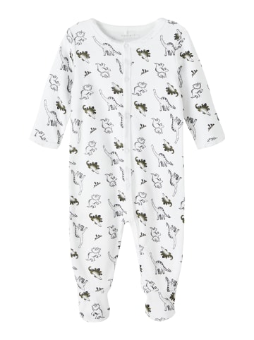 name it Baby Strampler "Dino" mit Knopf in Weiß