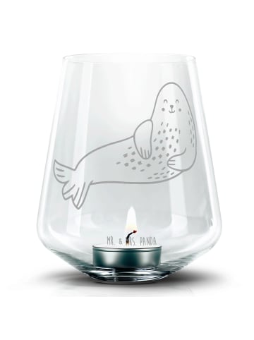 Mr. & Mrs. Panda Gravur Windlicht Robbe Lachen ohne Spruch in Transparent