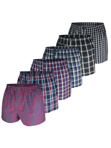 green panther Webboxershorts 6er Pack in Schwarz / Rot / Navy